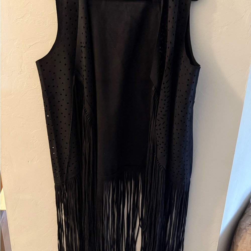Elegant Black Fringe Vest